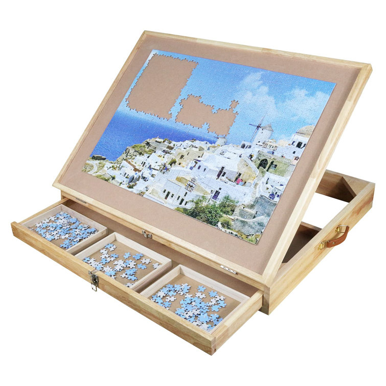 Polar Jumbo Wooden Jigsaw Puzzle Table, Plateau, Storage Board With Easel, 9 Drawers And Non